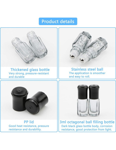 Botellas Roll-on de Vidrio Newzoll 3ml 8 Piezas Anti-UV