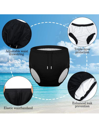 2 Pañales de Natación Reutilizables Glitopper para Adultos S