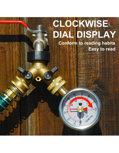 Manómetro de presión de agua SENCTRL 0-7 bar, 6.35 cm, IP67