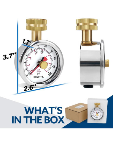 Manómetro de presión de agua SENCTRL 0-7 bar, 6.35 cm, IP67
