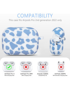 Funda de Silicona Suave YOMPLOW para AirPods Pro 2 - Vaca Azul 2