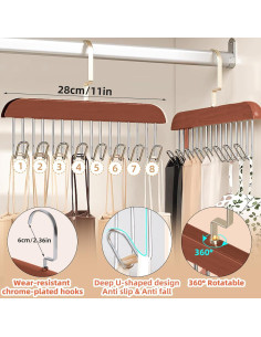 Organizador de Cinturones Gloserin 2 Paquete Madera Antideslizante 2
