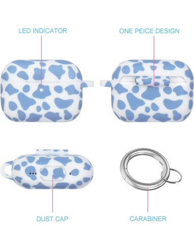 Funda de Silicona Suave YOMPLOW para AirPods Pro 2 - Vaca Azul