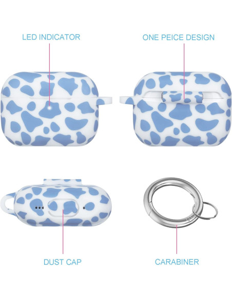 Funda de Silicona Suave YOMPLOW para AirPods Pro 2 - Vaca Azul