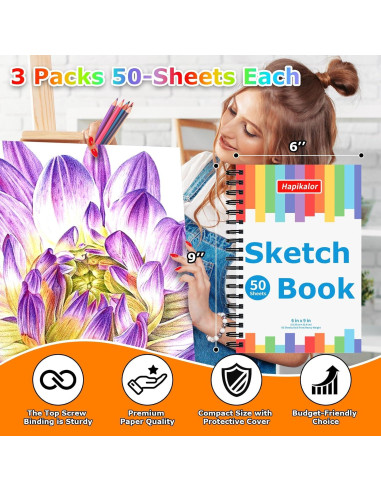 Bloc de Dibujo para Niños Hapikalor 15x23 cm Paquete de 3