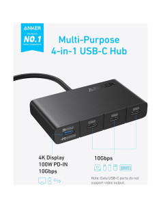 Hub USB-C Anker A8340 4 Puertos 10Gbps 100W Carga Rápida 2