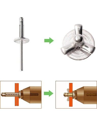 Remaches de Aluminio Tri-Fold 50pcs 4.76mm x 25.4mm XM Plata