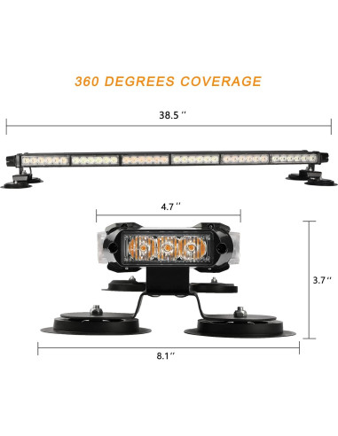 Barra de Luz Estroboscópica LED ASPL 38.5" Ámbar 78W