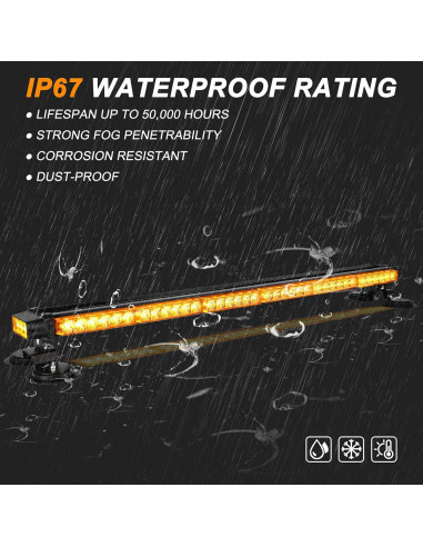 Barra de Luz Estroboscópica LED ASPL 38.5" Ámbar 78W