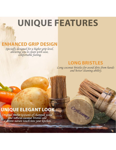 Paquete de 2 Cepillos de Cocina Eco-Amigables CeyEssemy