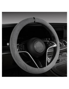 Funda de Volante Suede Genérico 36.8-39.4 cm Gris Antideslizante