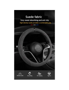 Funda de Volante Suede Genérico 36.8-39.4 cm Gris Antideslizante 2