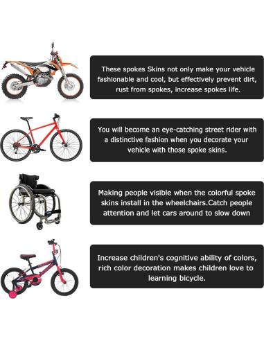 Cubiertas de Radios Decorativas PSLER 72 PCS para Motocicletas