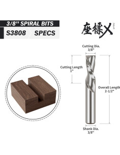 Fresa CNC Inversa ZahyoX 9.53mm 2 Flautas Carburo Tungsteno 2