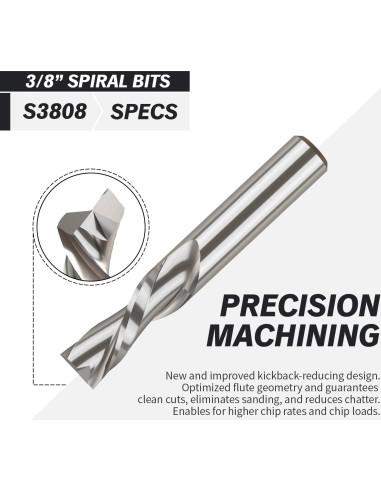 Fresa CNC Inversa ZahyoX 9.53mm 2 Flautas Carburo Tungsteno