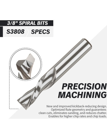 Fresa CNC Inversa ZahyoX 9.53mm 2 Flautas Carburo Tungsteno