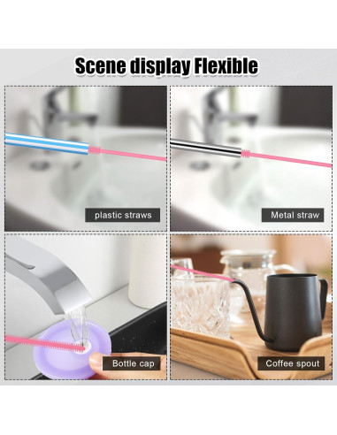 4 Cepillos de Silicona para Pajitas PEUTIER 6mm y 8mm Rosa