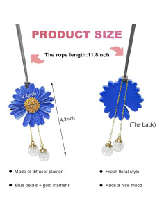 Adorno Colgante Daisy para Auto Wevdn - Yeso Azul 11x6 cm 2