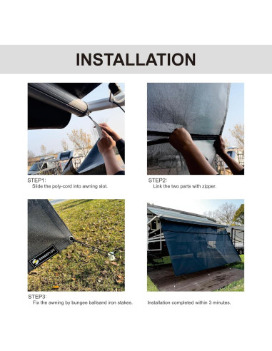 Pantalla de Sombra para Toldos de RV SHADEPLUS 2.82x2.44m