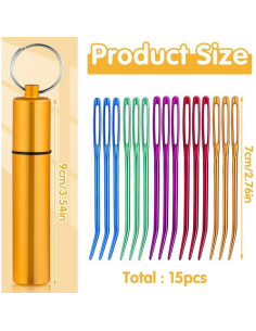 Juego de 15 Agujas de Remendar UzecPk de Aluminio 6.99 cm 2