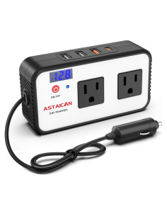 Inversor de Potencia de Coche Astaican 200W DC 12V a 110V AC