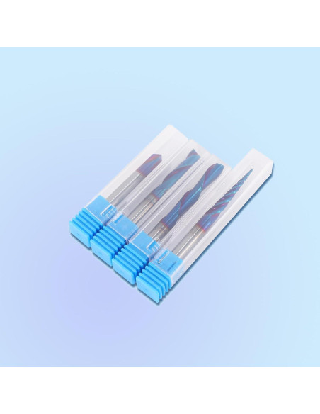 Conjunto de 4 Bits de Router CNC HQMaster 1/4" Carburo Tungsteno