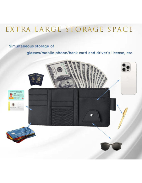 Organizador de Visera de Coche MOODKEY Negro 29.2x14.7cm