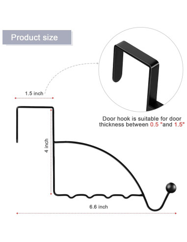Ganchos sobre la puerta Hotop 2 Pcs Negro para Ropa y Accesorios