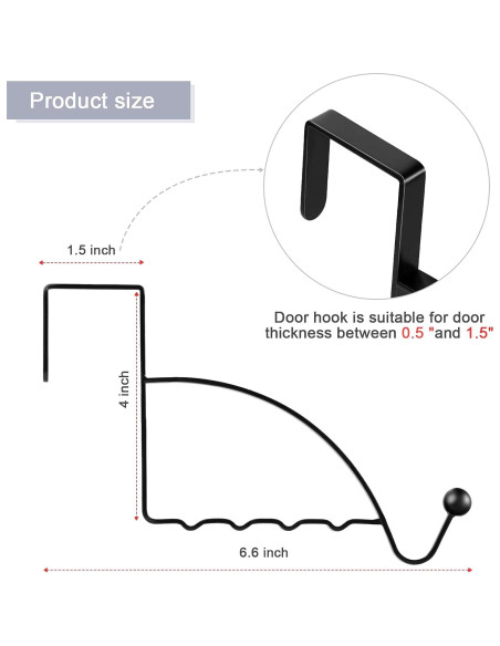 Ganchos sobre la puerta Hotop 2 Pcs Negro para Ropa y Accesorios