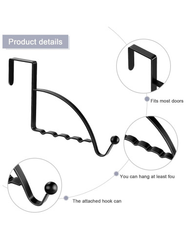 Ganchos sobre la puerta Hotop 2 Pcs Negro para Ropa y Accesorios