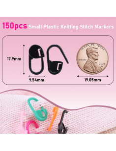 150 Marcadores de Puntos de Plástico CooBigo para Tejer Negro 2