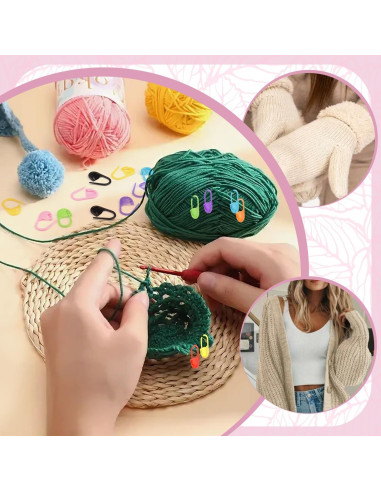 150 Marcadores de Puntos de Plástico CooBigo para Tejer Negro