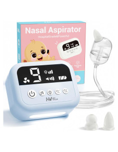 Aspirador Nasal Eléctrico HEYVALUE para Bebé Azul con Luz Nocturna