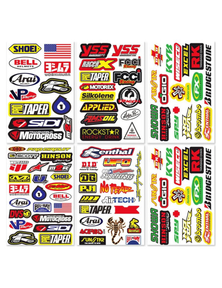 Calcomanías de Vinilo DmStore para Motocross - 6 Hojas 17.5x26.5 cm