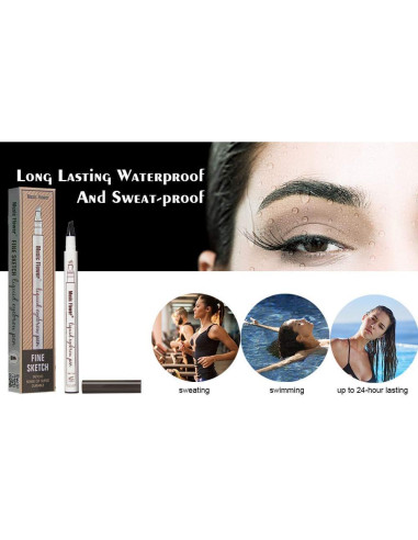 Lápiz de Cejas Microblading Music Flower 4 Puntas Marrón Oscuro