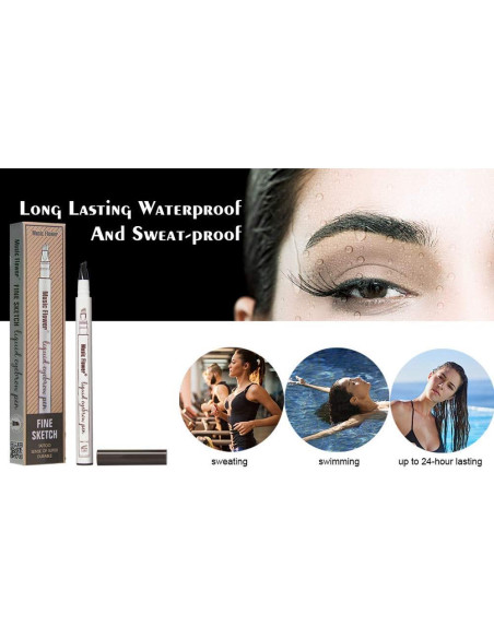 Lápiz de Cejas Microblading Music Flower 4 Puntas Marrón Oscuro