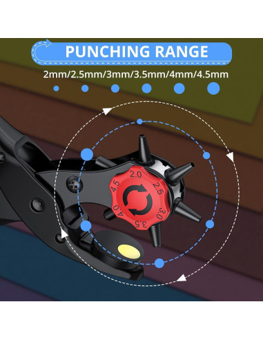 Perforadora de Agujeros de Cuero CAMWAY + 240 Remaches