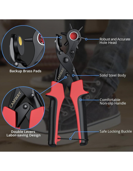 Perforadora de Agujeros de Cuero CAMWAY + 240 Remaches