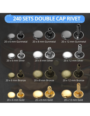 Perforadora de Agujeros de Cuero CAMWAY + 240 Remaches