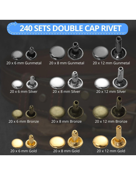 Perforadora de Agujeros de Cuero CAMWAY + 240 Remaches