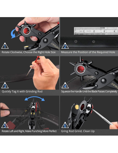 Perforadora de Agujeros de Cuero CAMWAY + 240 Remaches