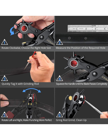 Perforadora de Agujeros de Cuero CAMWAY + 240 Remaches