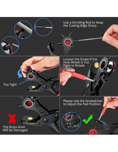 Perforadora de Agujeros de Cuero CAMWAY + 240 Remaches