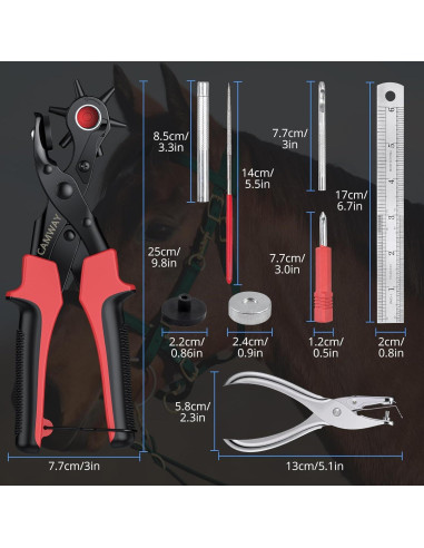 Perforadora de Agujeros de Cuero CAMWAY + 240 Remaches