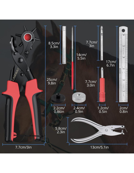 Perforadora de Agujeros de Cuero CAMWAY + 240 Remaches