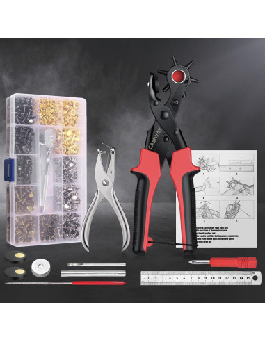 Perforadora de Agujeros de Cuero CAMWAY + 240 Remaches