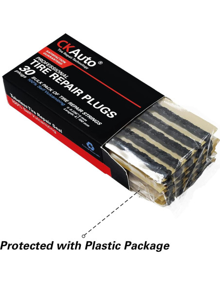 CKAuto 30pcs Cuerdas Negras 10.16 cm para Reparación de Neumáticos