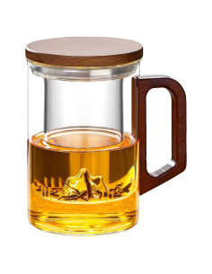 Taza de Té de Vidrio DOPUDO con Infusor y Tapa 950ml