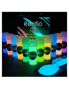 Conjunto de Polvo Brillante en la Oscuridad Renfio 12 Colores 276g