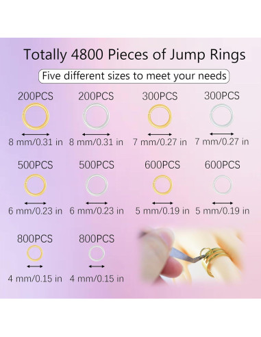 4800 Anillas de Salto Metálicas Naturahand para Joyería